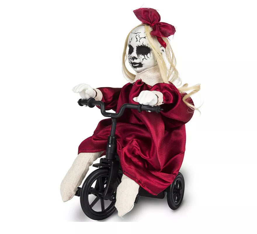 Translation missing: es.Muñeca Poseída en Triciclo con Sonido y Movimiento de 37x15x22 cm