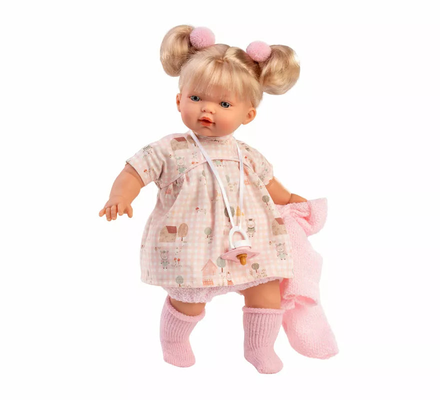 Translation missing: it.Muñeca Roberta Llorona de 33 cm con Vestido de Cuadros y Chaqueta