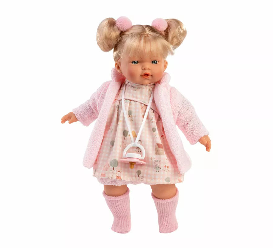 Translation missing: it.Muñeca Roberta Llorona de 33 cm con Vestido de Cuadros y Chaqueta