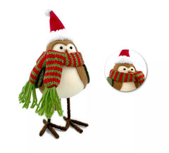 Bambola Uccello Natale Marrone 18cm