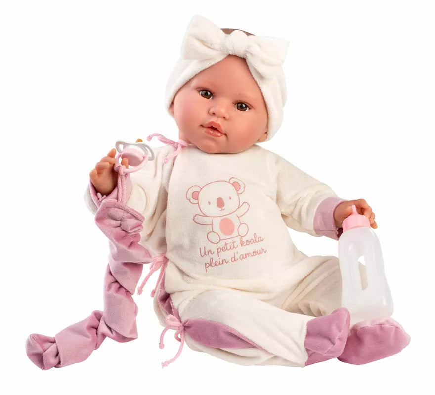 Translation missing: it.Muñeco Leo Llorón de 45 cm con Conjunto Koala y Biberón