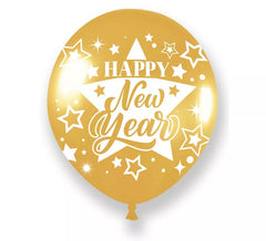 Confezione da 10 palloncini dorati di Buon Anno