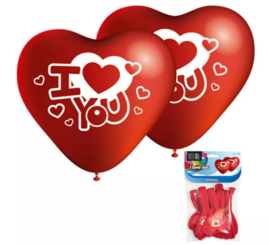 Translation missing: es.Pack 10 Globos forma de Corazón I Love You de 80 cm de perímetro