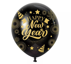 Confezione da 10 palloncini neri di Buon Anno