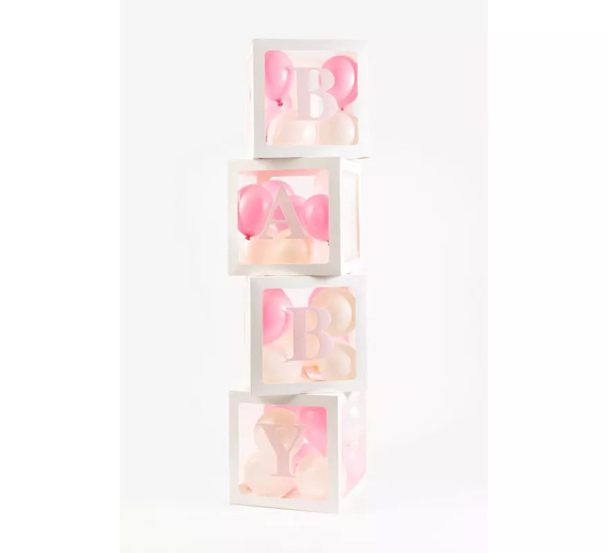 Translation missing: es.Pack 4 Cajas decorativas con pegatinas LOVE y BABY para llenar con Globos