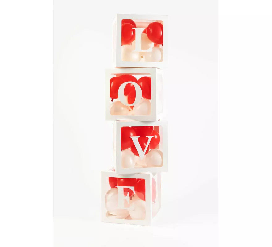 Translation missing: it.Pack 4 Cajas decorativas con pegatinas LOVE y BABY para llenar con Globos