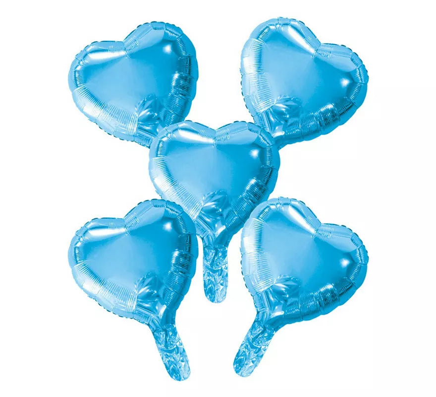 Translation missing: it.Pack 5 Globos de Foil Corazón Azul Bebé de 23 cm