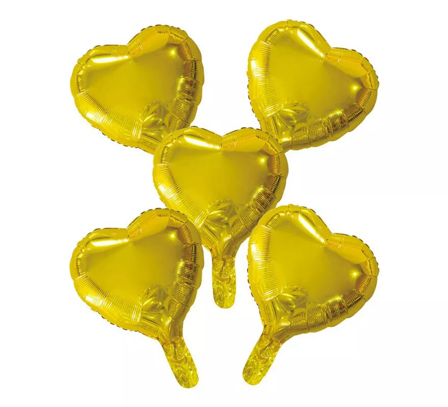 Translation missing: it.Pack 5 Globos de Foil Corazón Oro de 23 cm