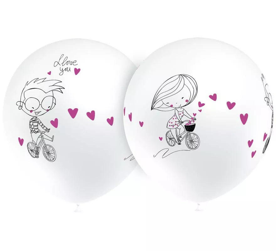 Translation missing: es.Pack 8 Globos blancos Pareja de Enamorados de 95 cm perímetro