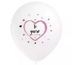 Confezione 8 palloncini bianchi I Love You 95 cm perimetro