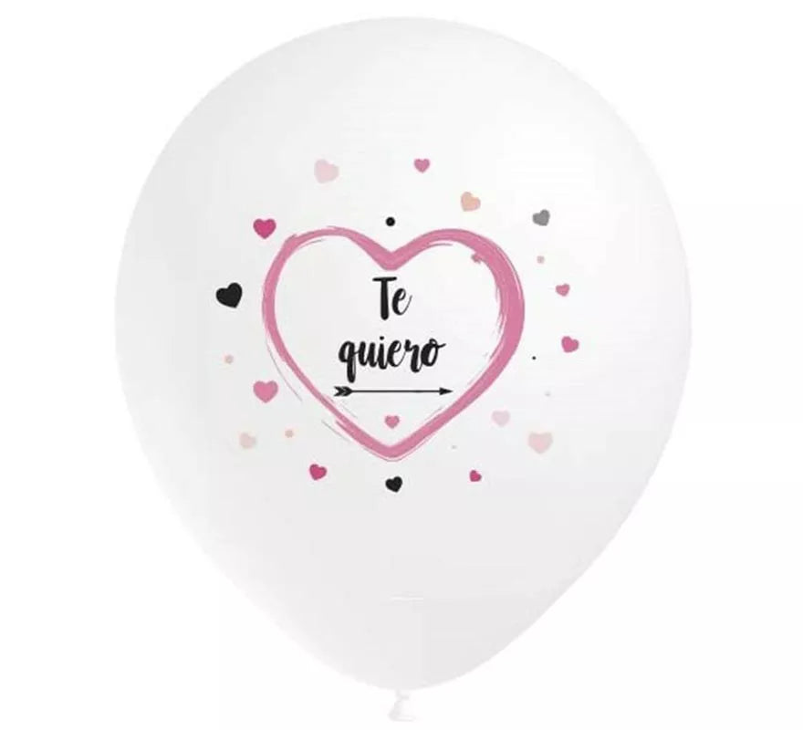 Translation missing: it.Pack 8 Globos blancos Te Quiero de 95 cm perímetro