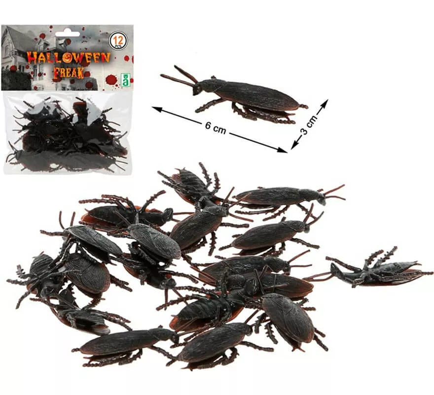 Translation missing: it.Pack de 10 Cucarachas negras 13 cm
