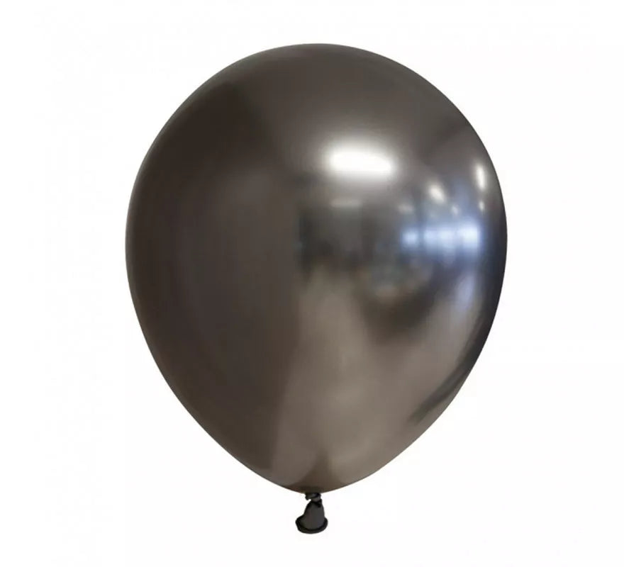 Translation missing: it.Pack de 10 Globos Cromados Redondo Color Gris Espacial de 30 cm