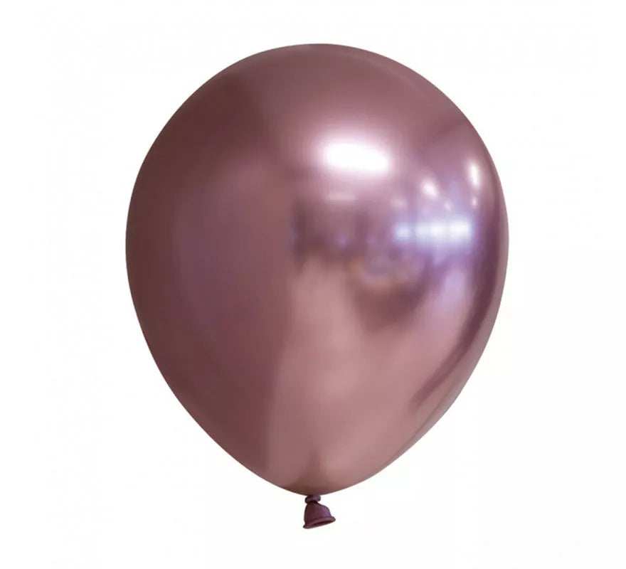 Translation missing: it.Pack de 10 Globos Cromados Redondo Color Oro Rosa de 30 cm