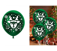 Confezione da 10 palloncini con renna in lattice verde