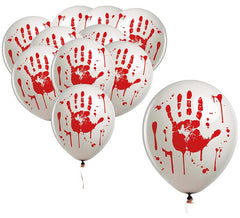 Confezione da 10 palloncini Mano insanguinata da 30 cm