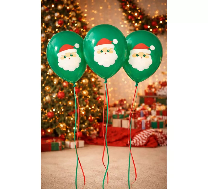 Translation missing: it.Pack de 10 Globos verdes de Papá Noel de Látex