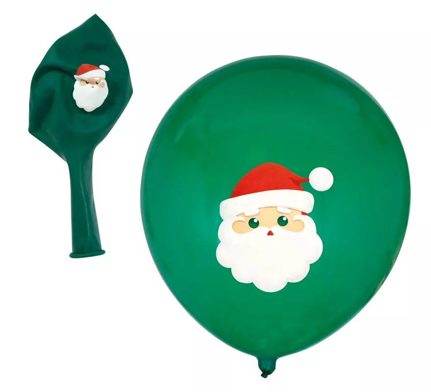 Translation missing: it.Pack de 10 Globos verdes de Papá Noel de Látex