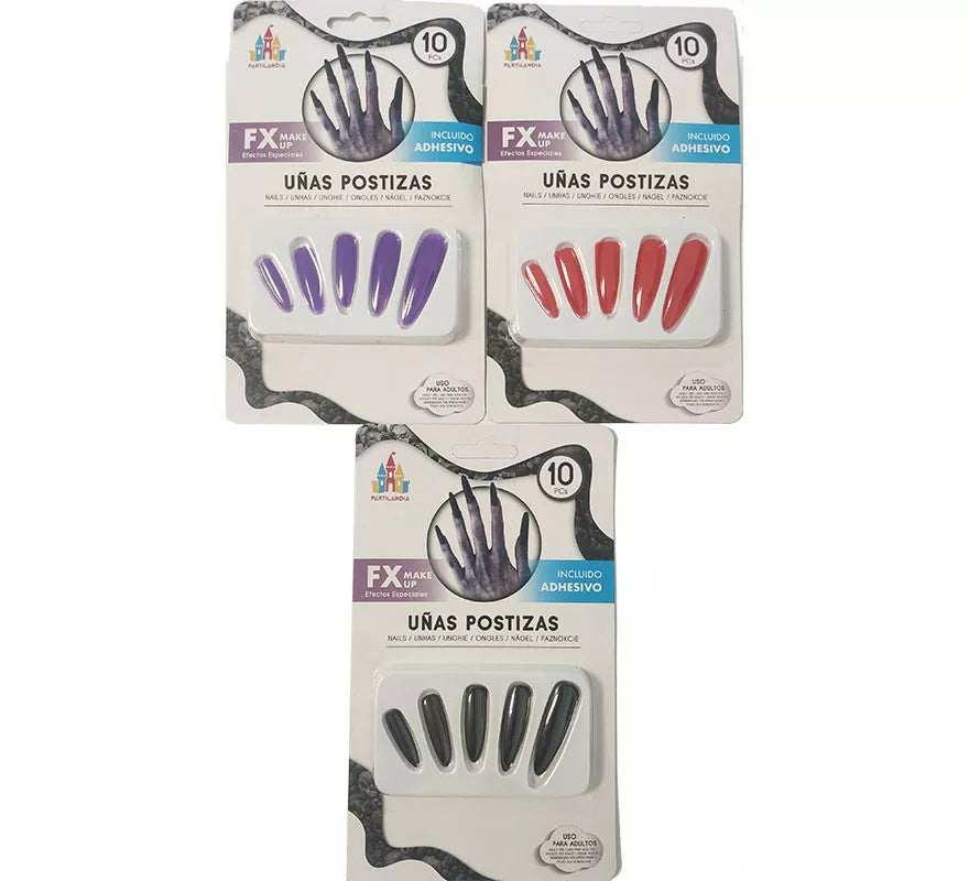 Translation missing: es.Pack de 10 Uñas de Bruja, Vampira o Diablesa en colores surtidos