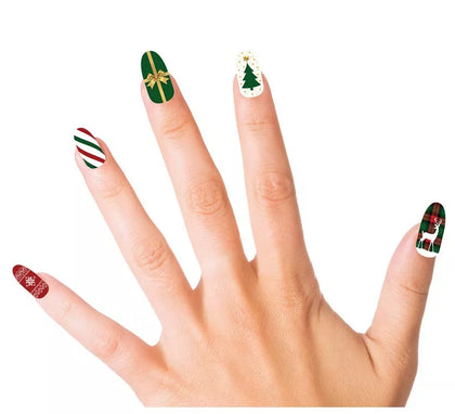 Pack de 10 Uñas Navideñas con adhesivo