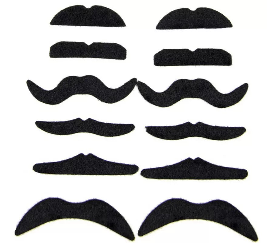 Translation missing: es.Pack de 12 Bigotes Negros