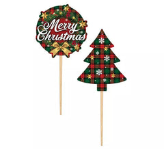 Confezione da 12 bastoncini decorativi in carta Merry Christmas da 6 cm