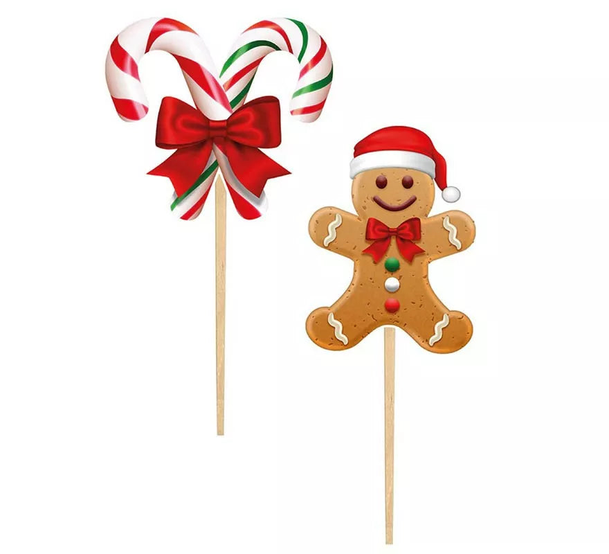 Translation missing: es.Pack de 12 Palillos Decorativos Navideños de papel de 6 cm