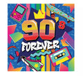 Pack de 12 Servilletas años 90 de 33x33 cm