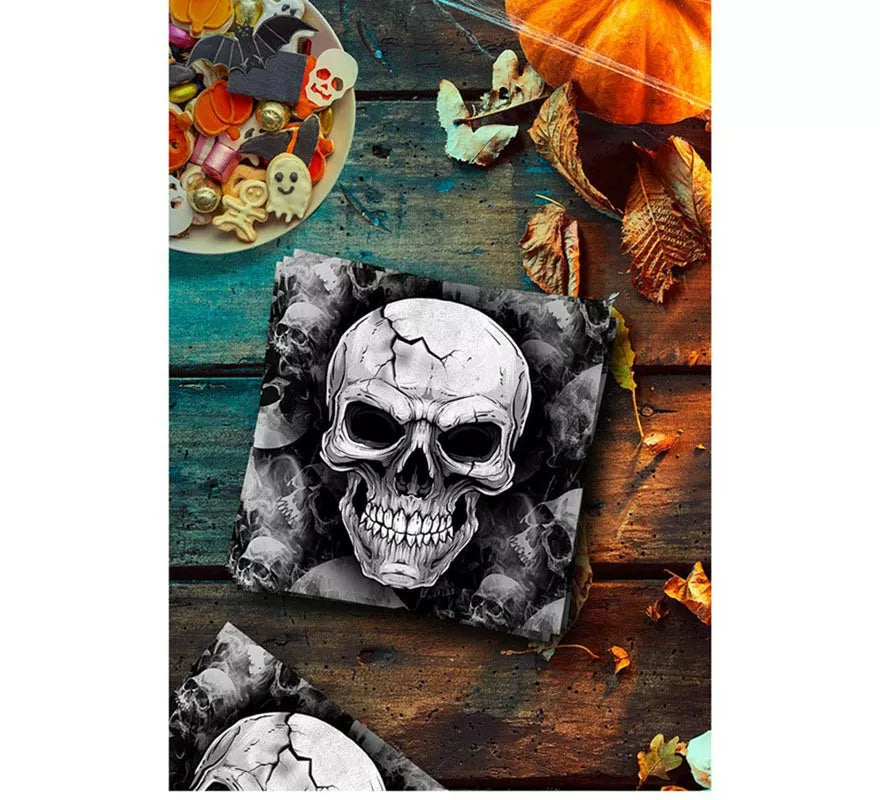 Translation missing: es.Pack de 12 Servilletas Calavera Temible de 33x33 cm