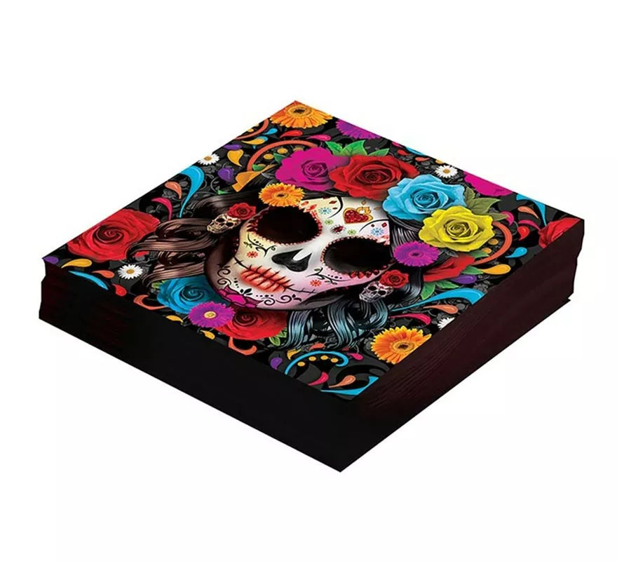 Translation missing: it.Pack de 12 Servilletas Catrina colorida de 33x33 cm