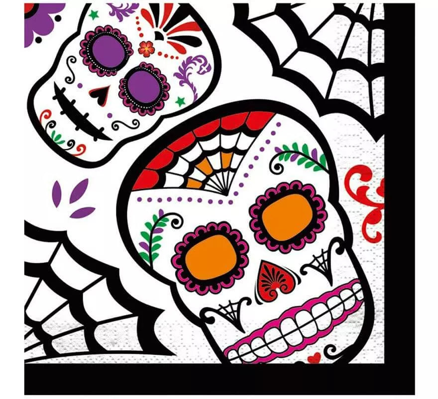 Translation missing: it.Pack de 12 Servilletas del Día de los Muertos 33x33 cm