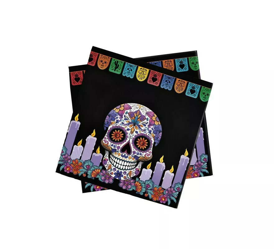 Translation missing: it.Pack de 12 Servilletas Día de los Muertos de 33x33 cm