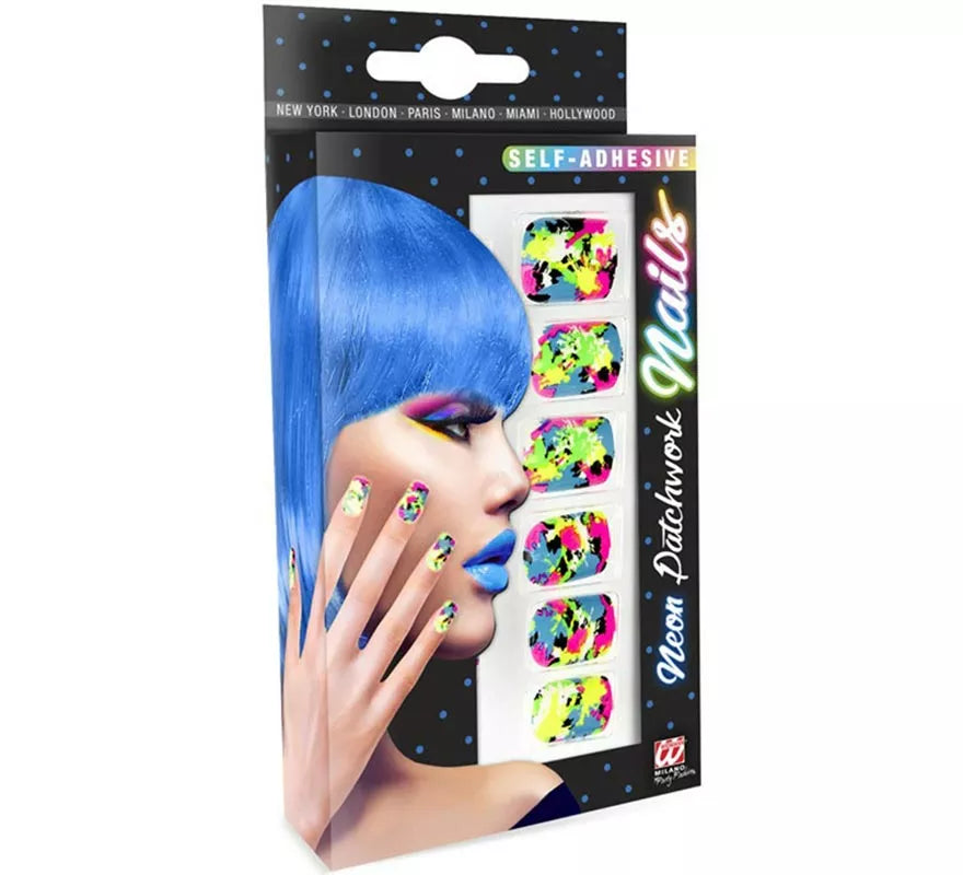 Translation missing: it.Pack de 12 Uñas Autoadhesivas de Mosaico neón