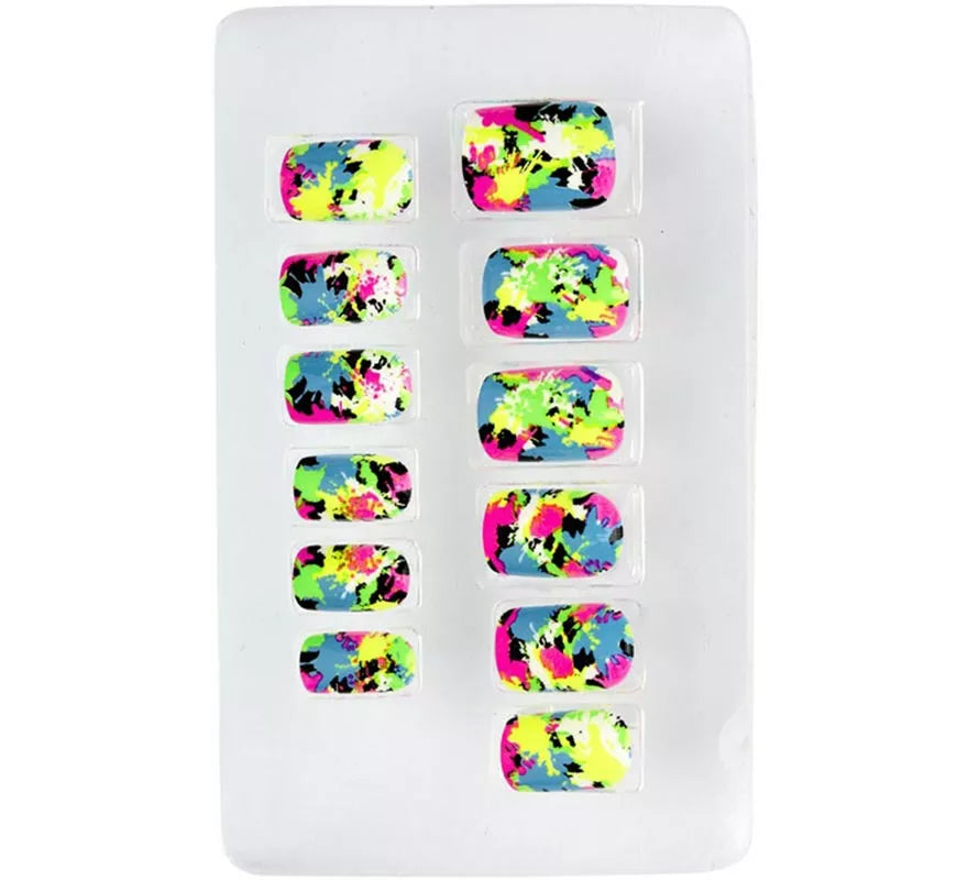 Pack de 12 Uñas Autoadhesivas de Mosaico neón
