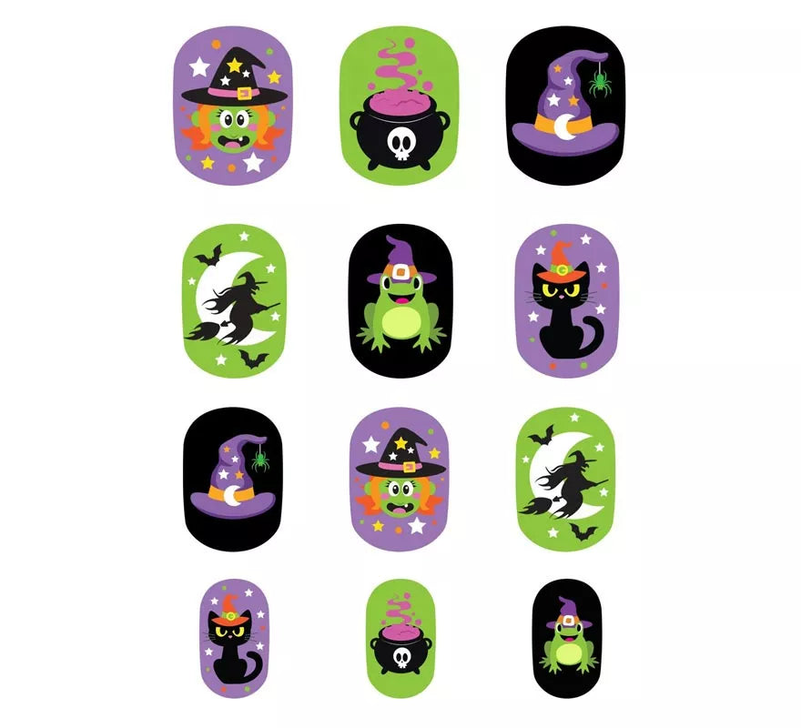 Translation missing: it.Pack de 12 Uñas Bruja con Adhesivo Infantil