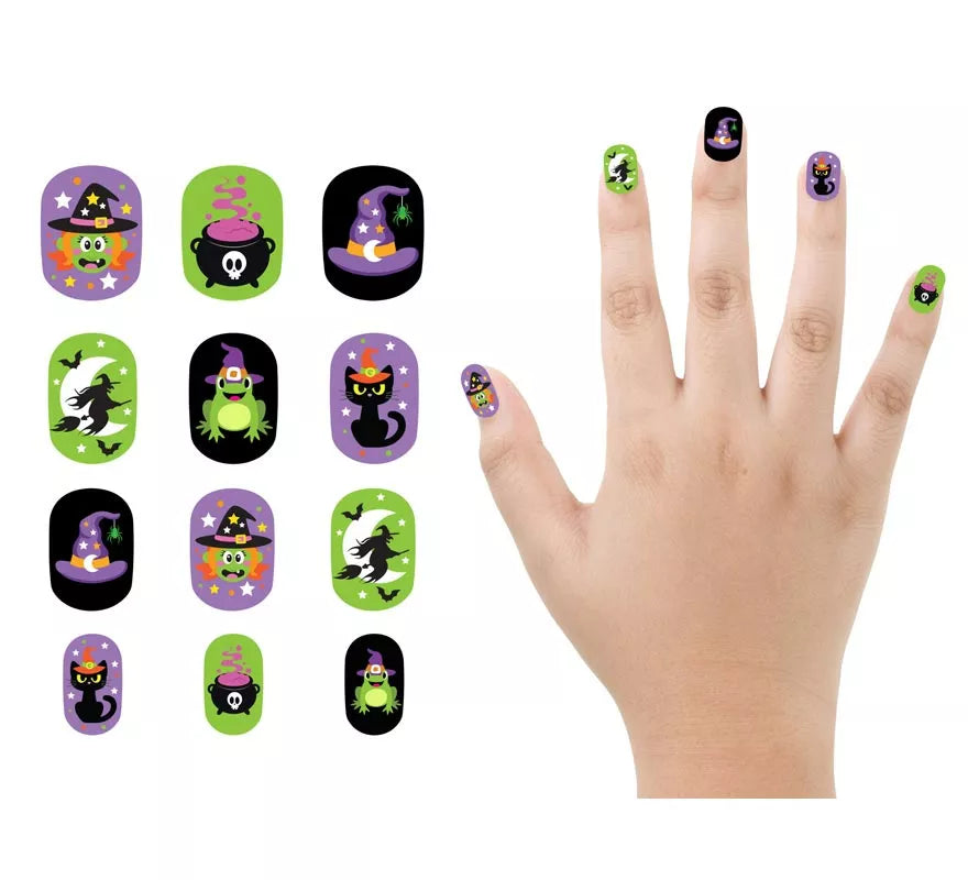 Translation missing: it.Pack de 12 Uñas Bruja con Adhesivo Infantil
