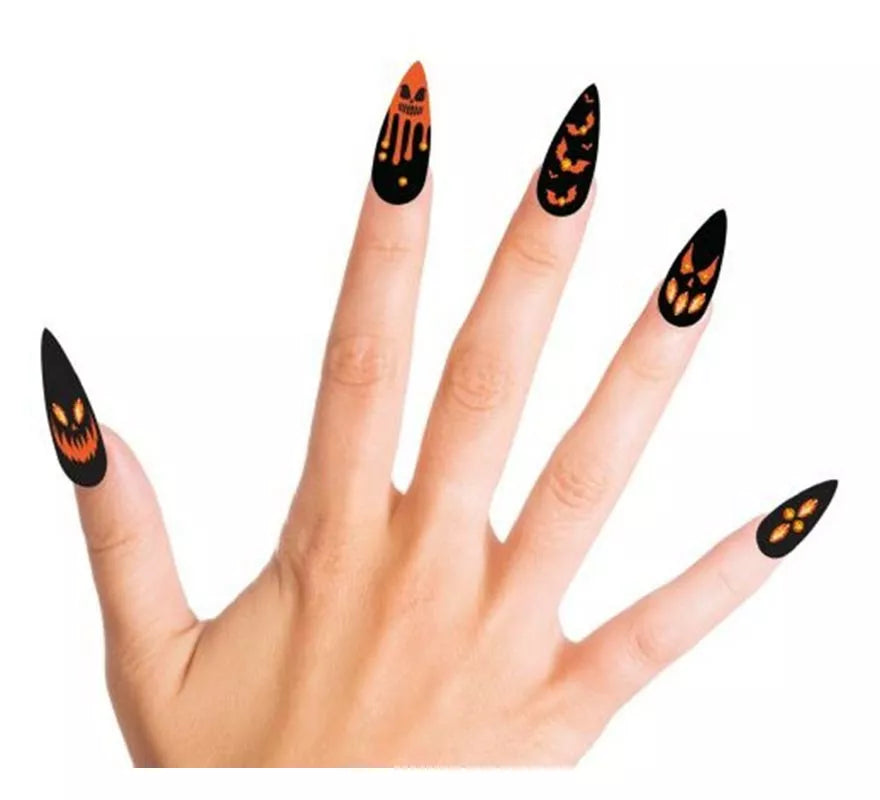 Translation missing: it.Pack de 12 Uñas Postizas Calabazas con Joyas