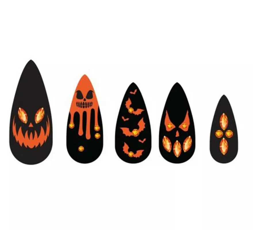Translation missing: it.Pack de 12 Uñas Postizas Calabazas con Joyas