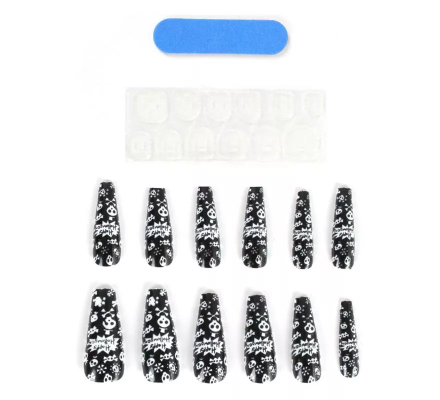 Translation missing: es.Pack de 12 Uñas Postizas Calavera negra