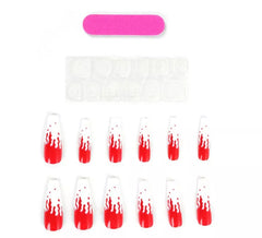 Confezione da 12 unghie finte con sangue finto