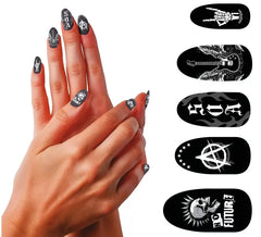 Confezione da 12 unghie punk con colla