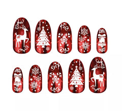 Confezione da 12 unghie rosse con colla