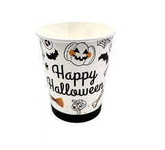 Confezione da 12 bicchieri da 250 ml Happy Halloween Stampa in bianco e nero