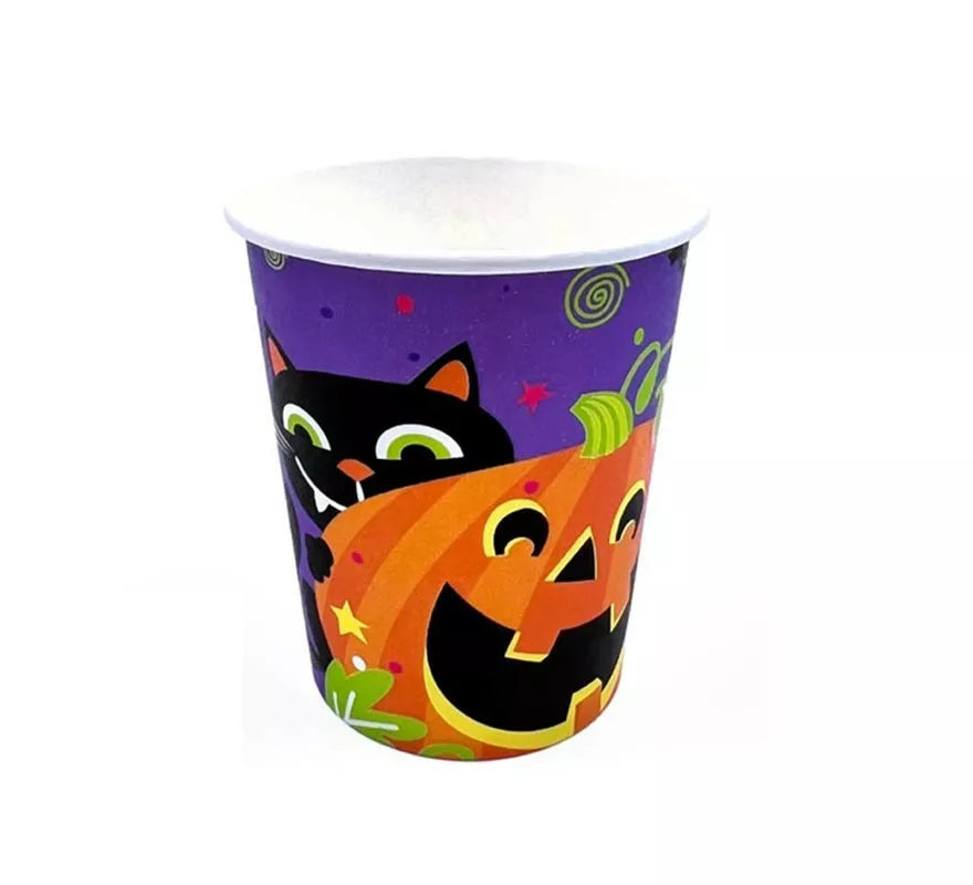 Translation missing: es.Pack de 12 Vasos de 250 ml Noche de Halloween Print naranja