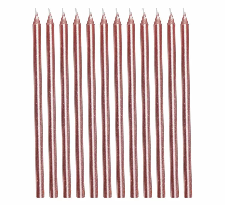 Pack de 12 Velas Oro y Rosa de 13 cm