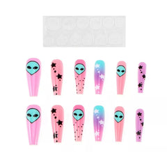 Confezione da 13 chiodi autoadesivi Alien rosa
