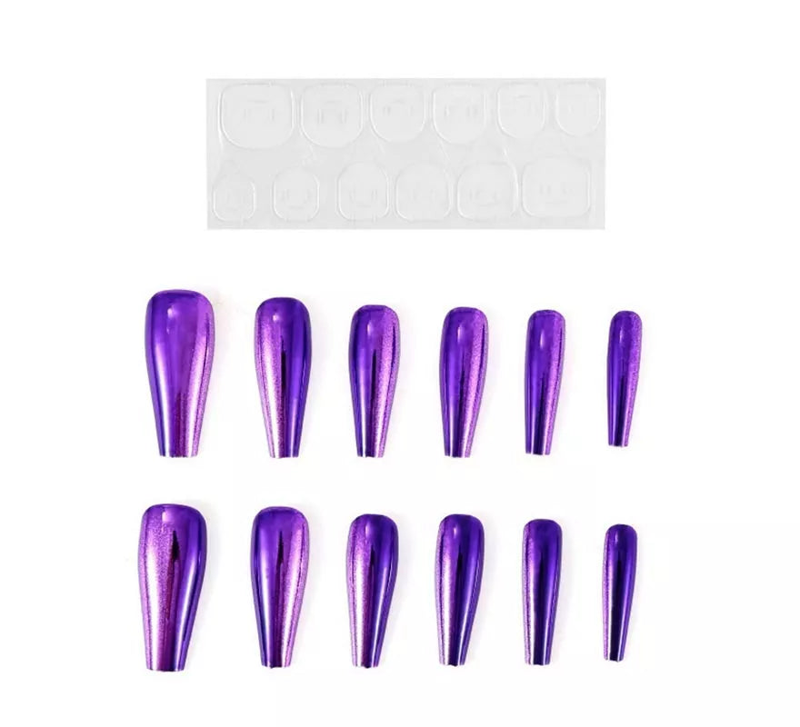 Translation missing: it.Pack de 13 Uñas Autoadhesivas efecto metal morada