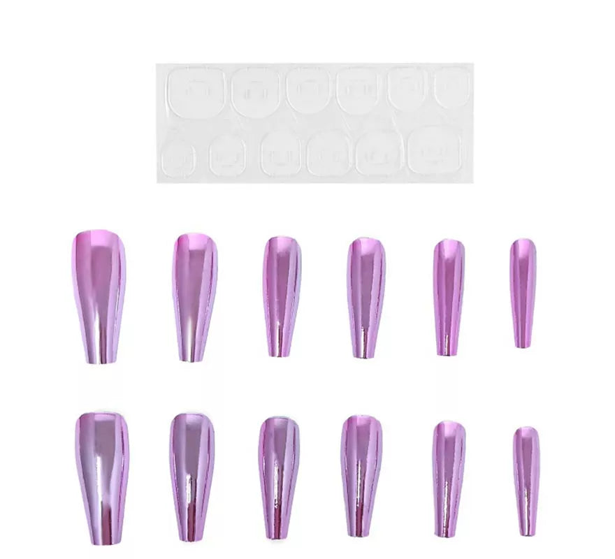 Translation missing: it.Pack de 13 Uñas Autoadhesivas efecto metal rosa