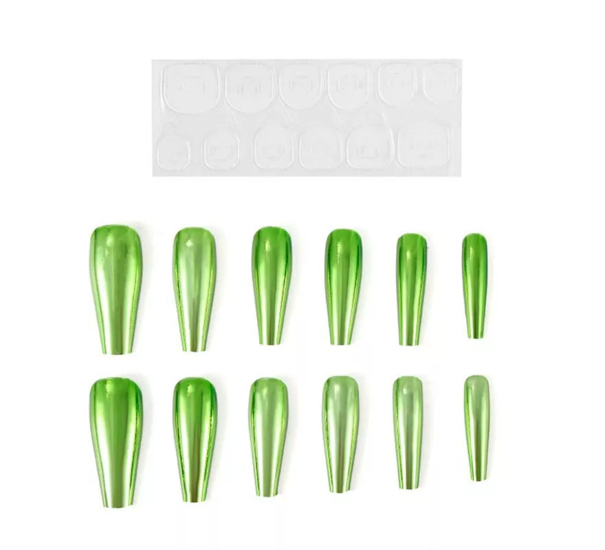 Translation missing: it.Pack de 13 Uñas Autoadhesivas efecto metal verde