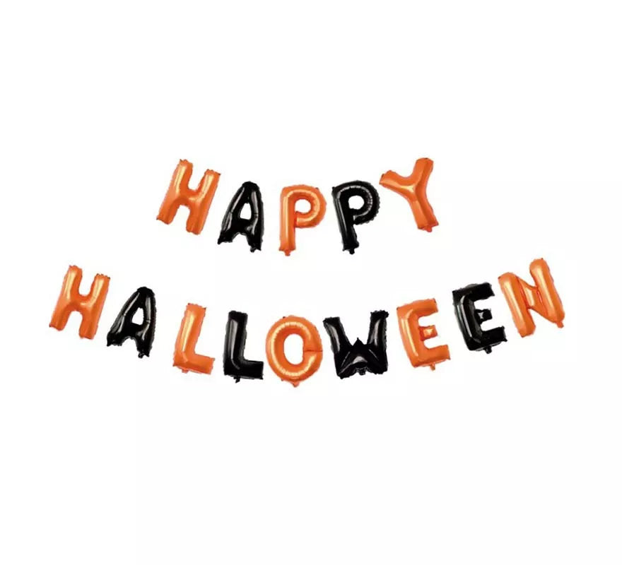 Translation missing: it.Pack de 14 Globos Happy Halloween negro y naranja de 40 cm